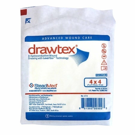 Drawtex Hydroconductive Wound Dressing 4 X 4 Inch Square, 10PK 00302